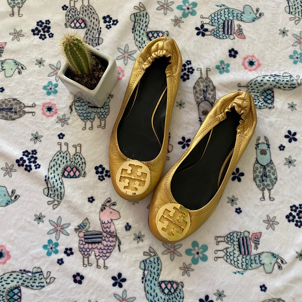 Tory Burch Gold Flats